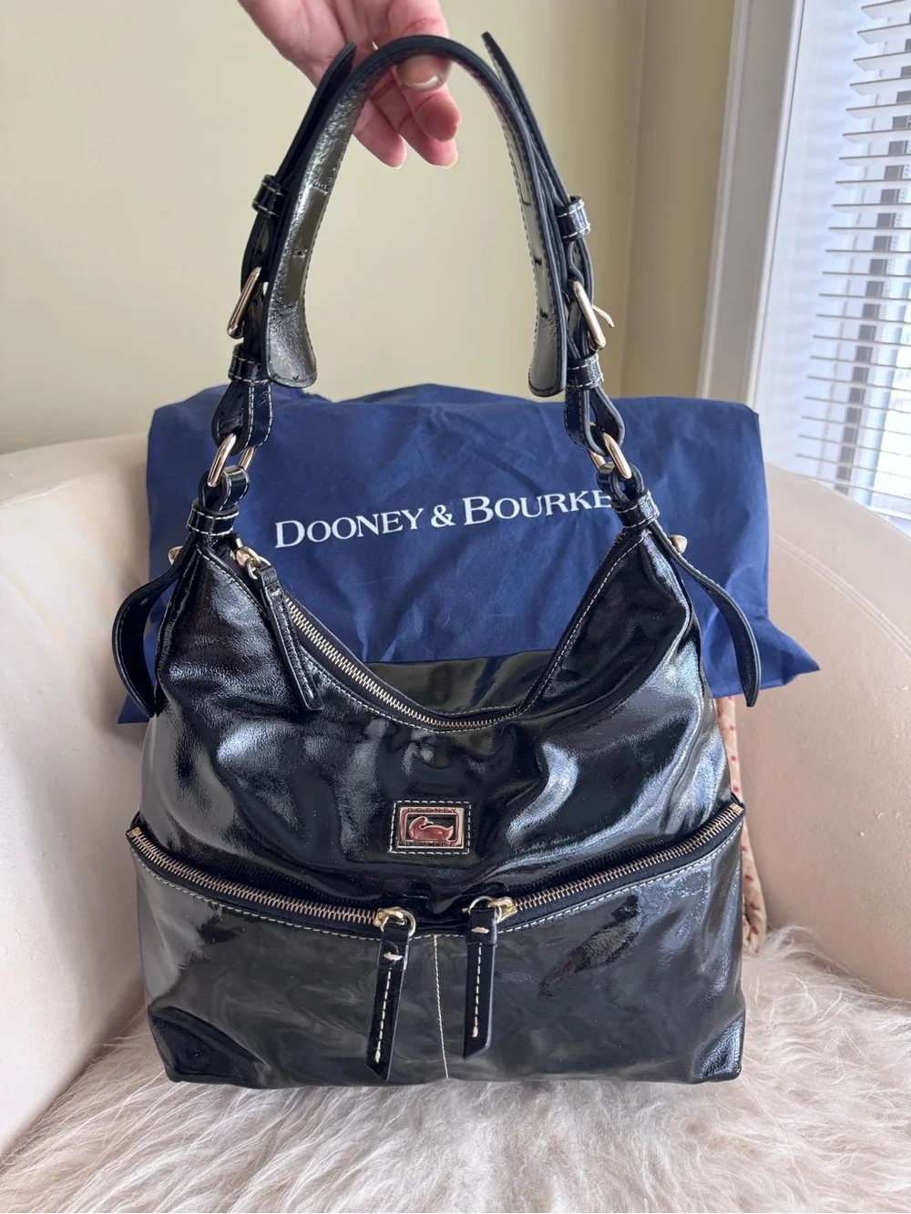 Dooney & Bourke Black Patent Leather Hobo
